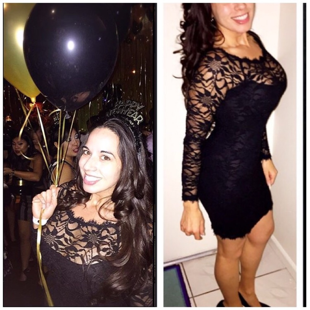Black lace fitted dress